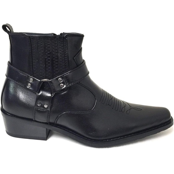 Alberto Fellini Cowboy Boots Western Ankle Leather Lining Side Zipper Shoes 8.5 - Picture 2 of 12